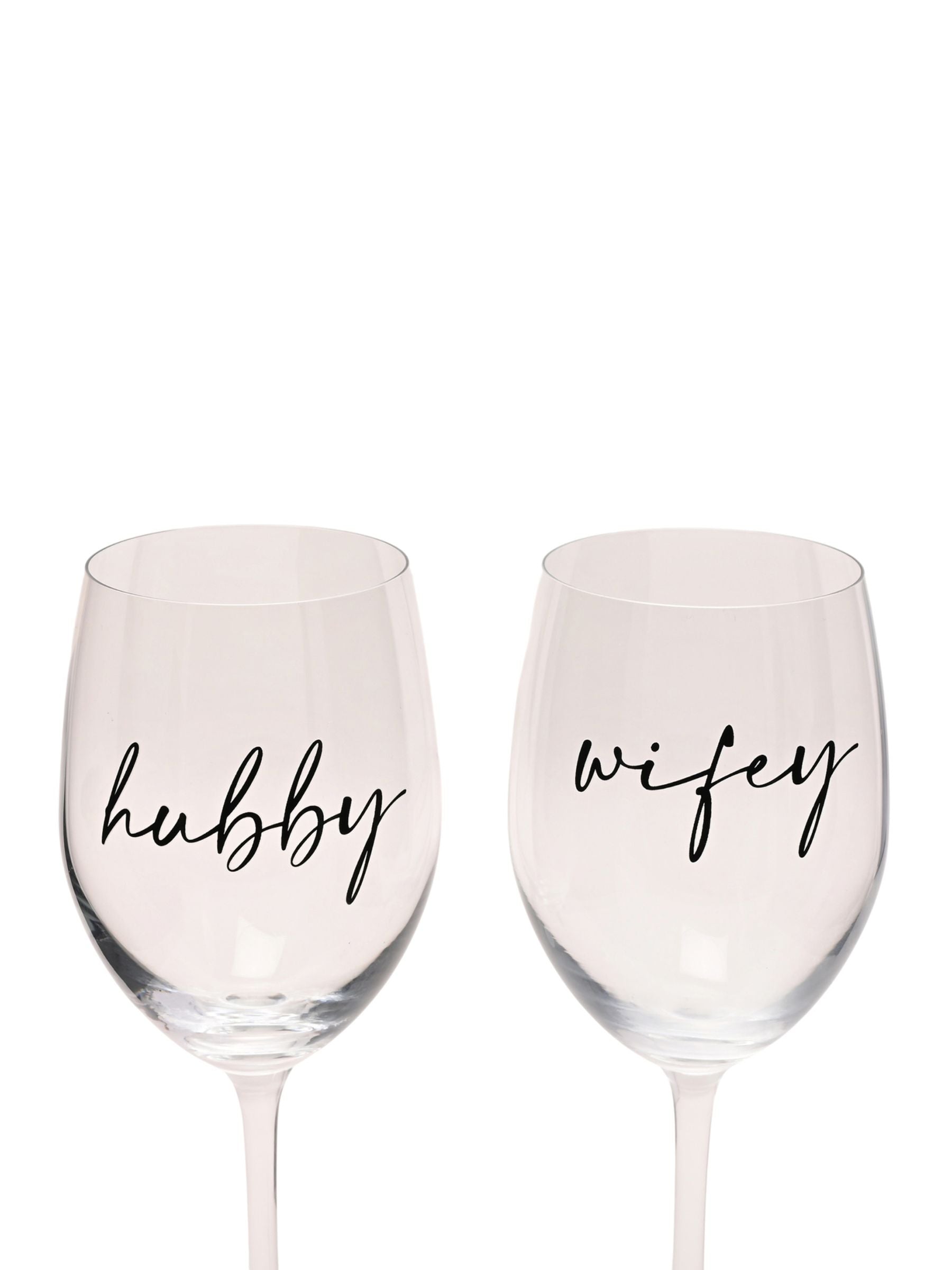 Widdop clear wine glasses hubby wifey set - British product