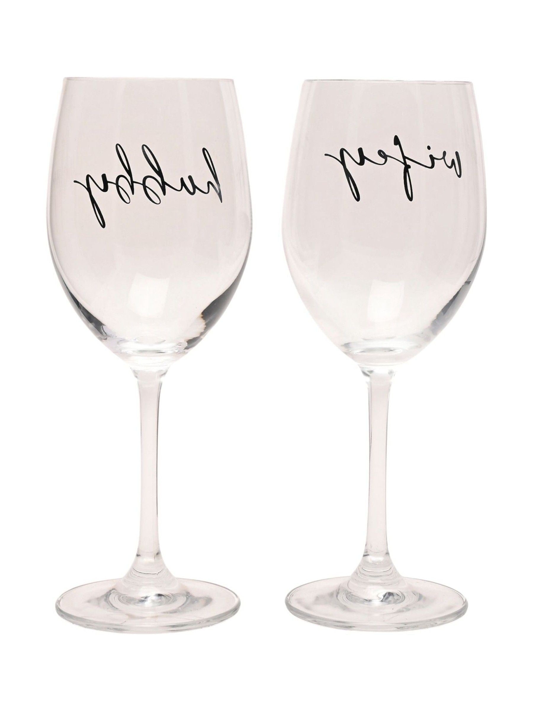 Widdop clear wine glasses hubby wifey set - British product