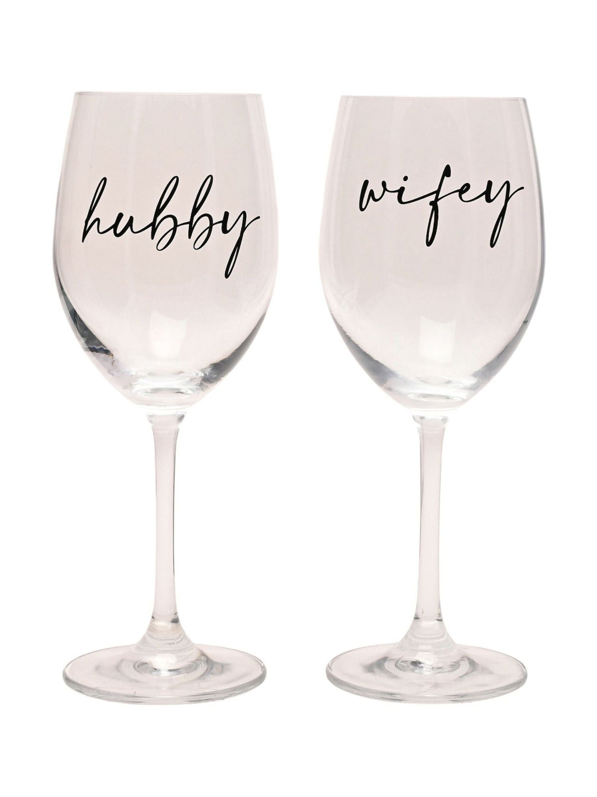 Widdop clear wine glasses hubby wifey set - British product