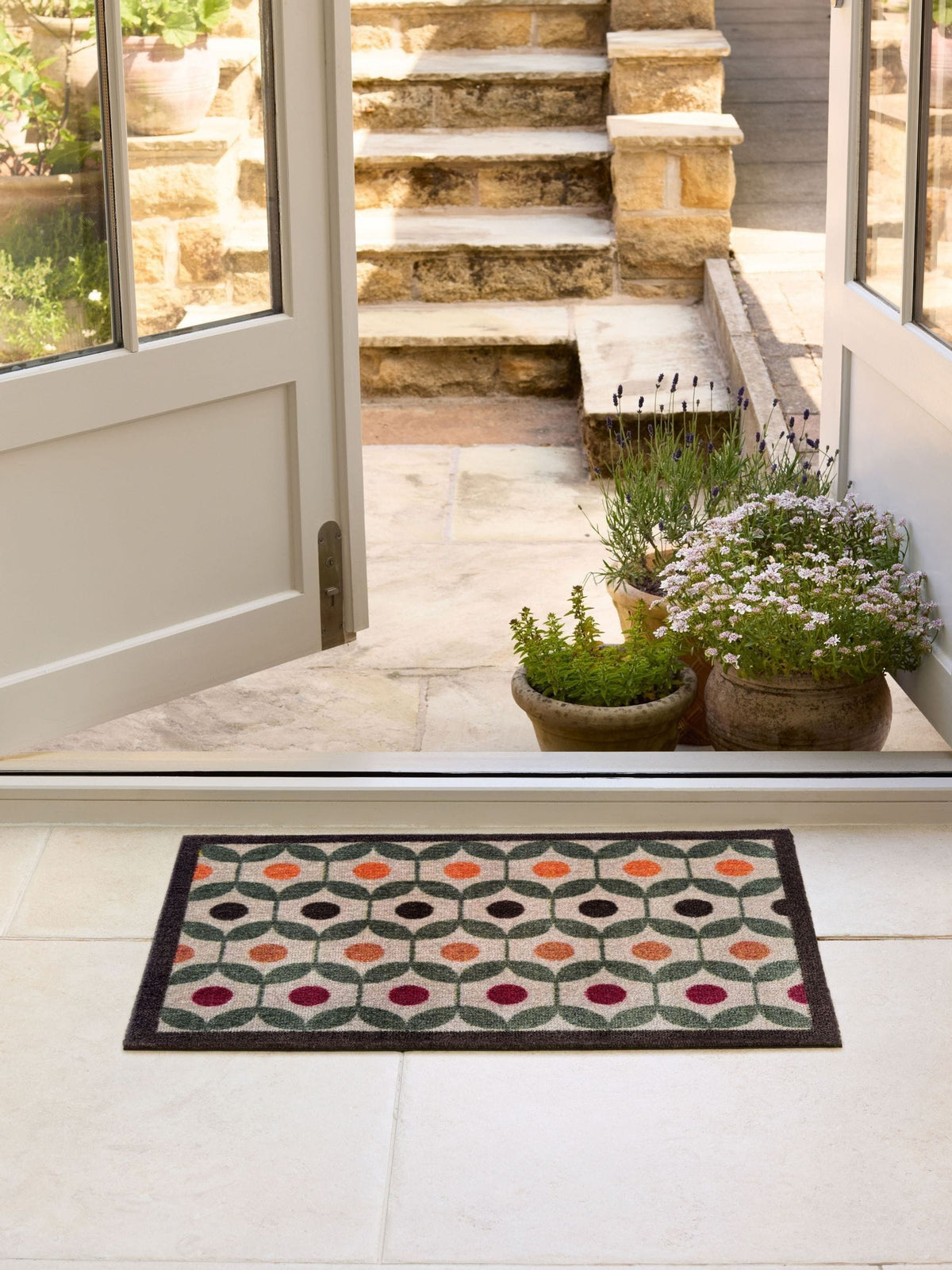 My Mat Green Retro Geo Earth doormat 50x75cm (British brand)