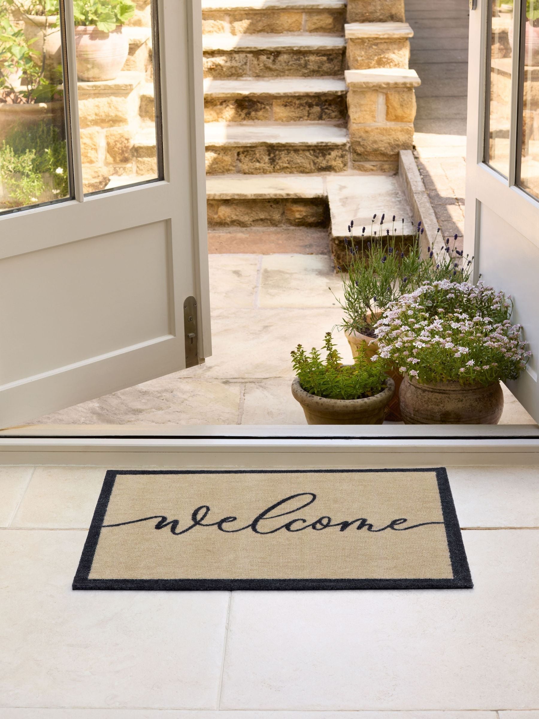 My Mat brown welcome linear doormat 50x75cm - British product