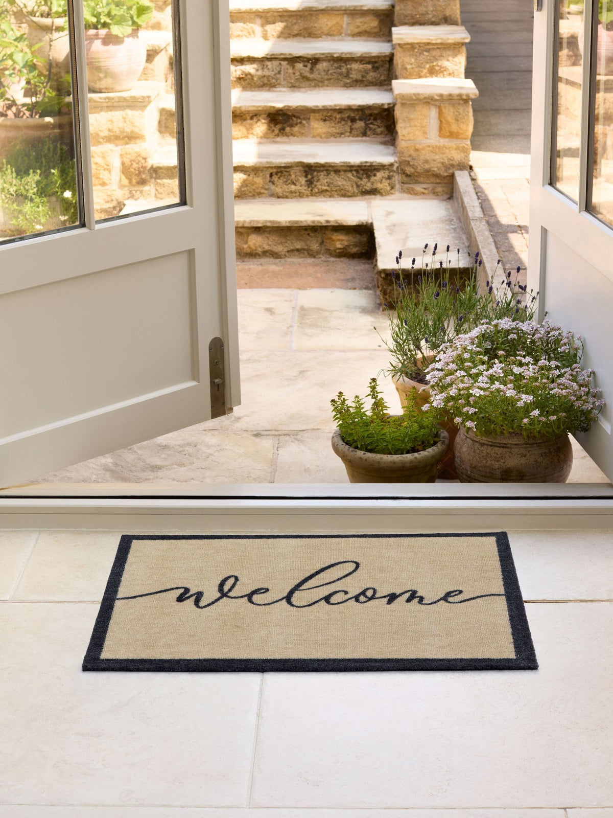 My Mat brown welcome linear doormat 50x75cm - British product