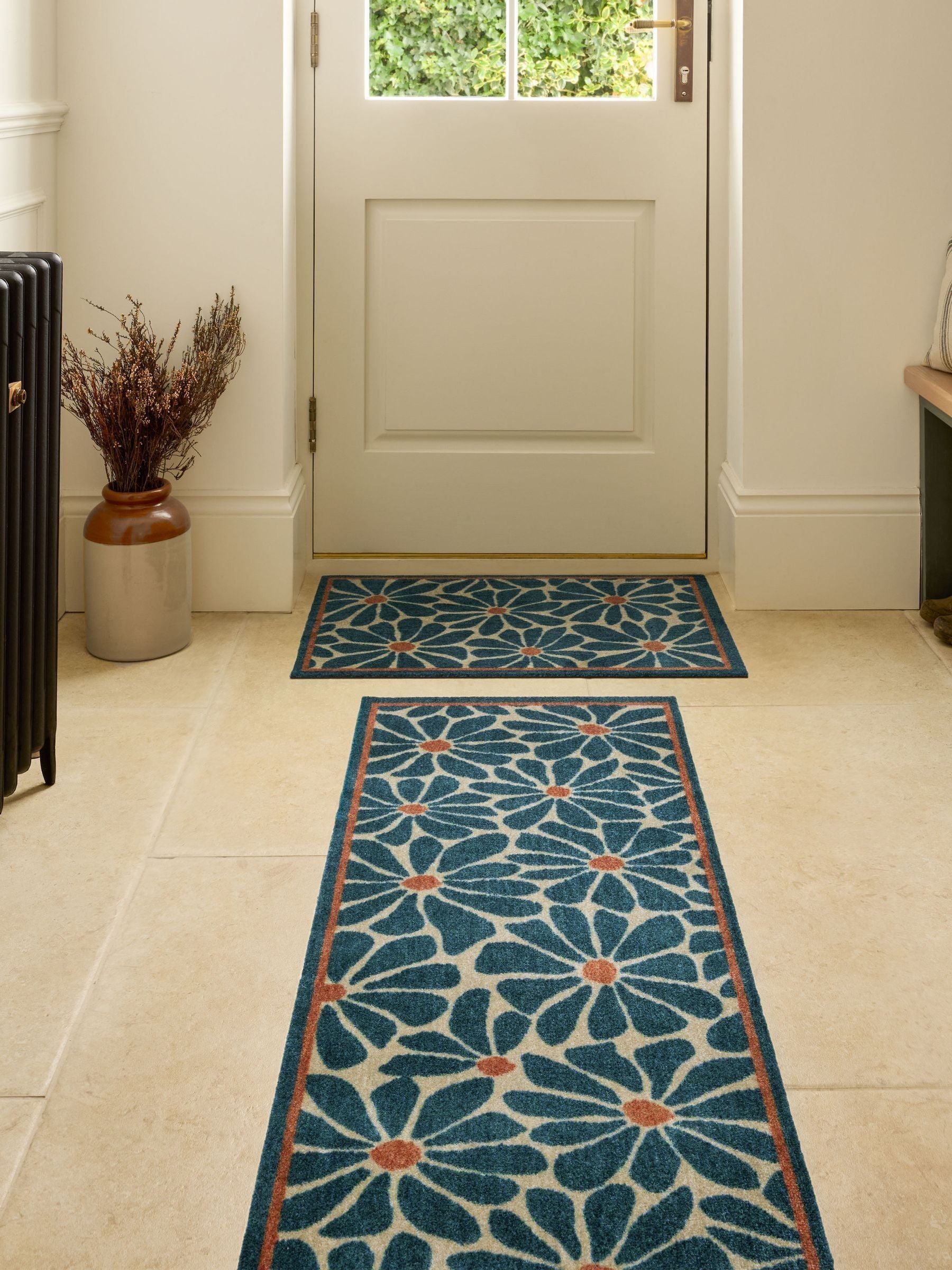 My Mat Blue Boho Floral runner mat 50x150cm (British brand)