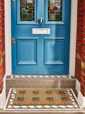Oliver Bonas blue chequerboard rectangular doormat (British brand)