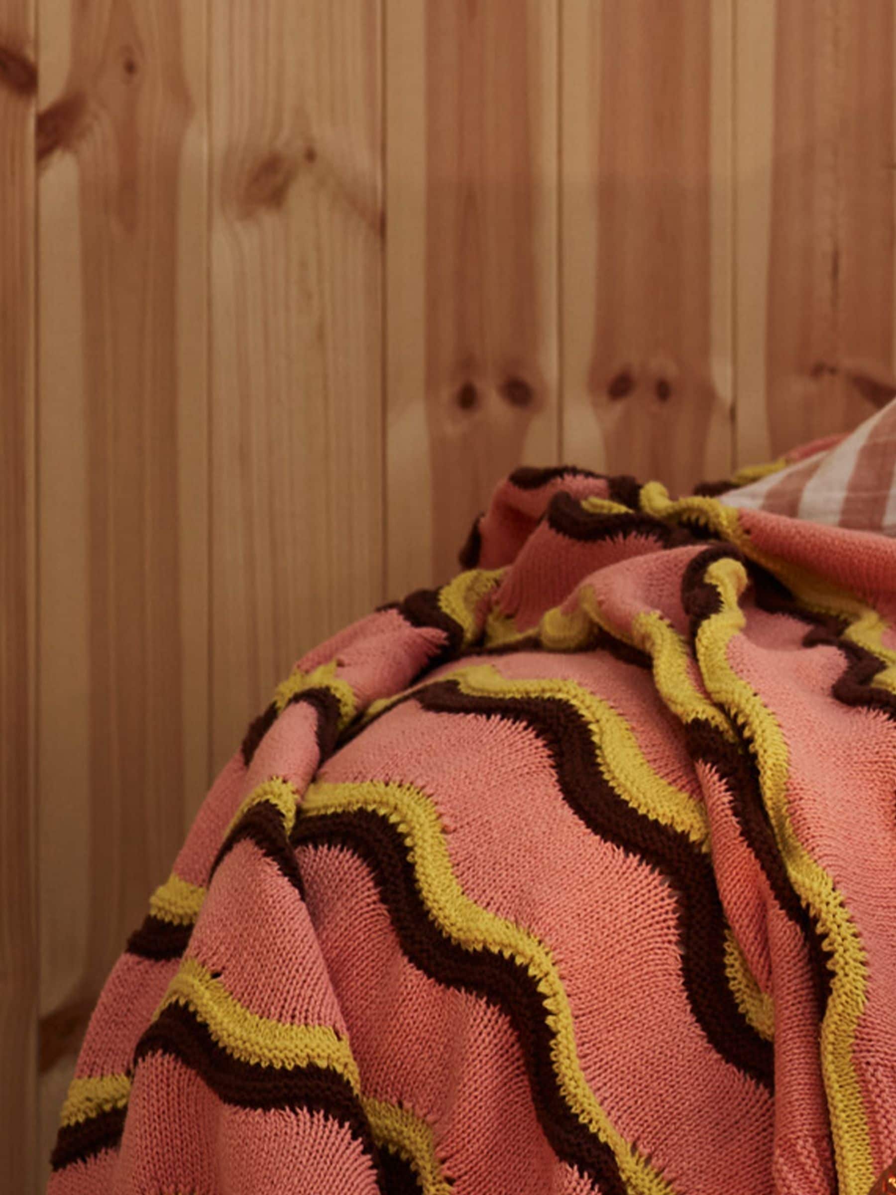 Oliver Bonas pink striped knitted throw (British brand)