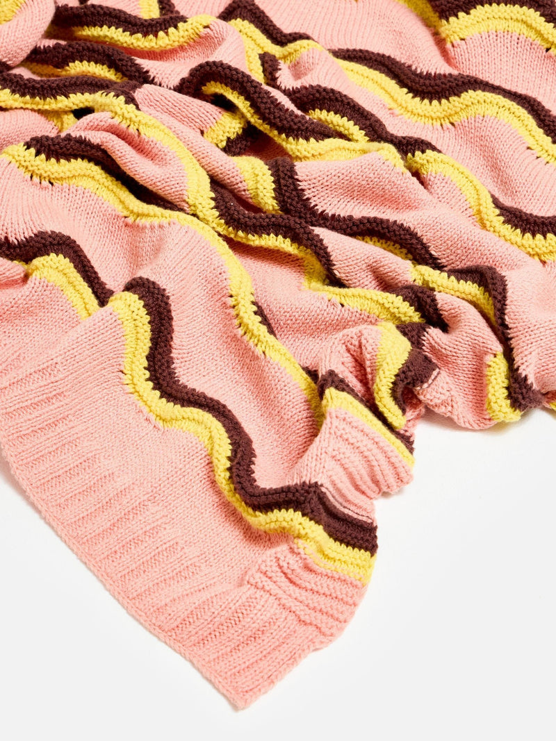Oliver Bonas pink striped knitted throw (British brand)