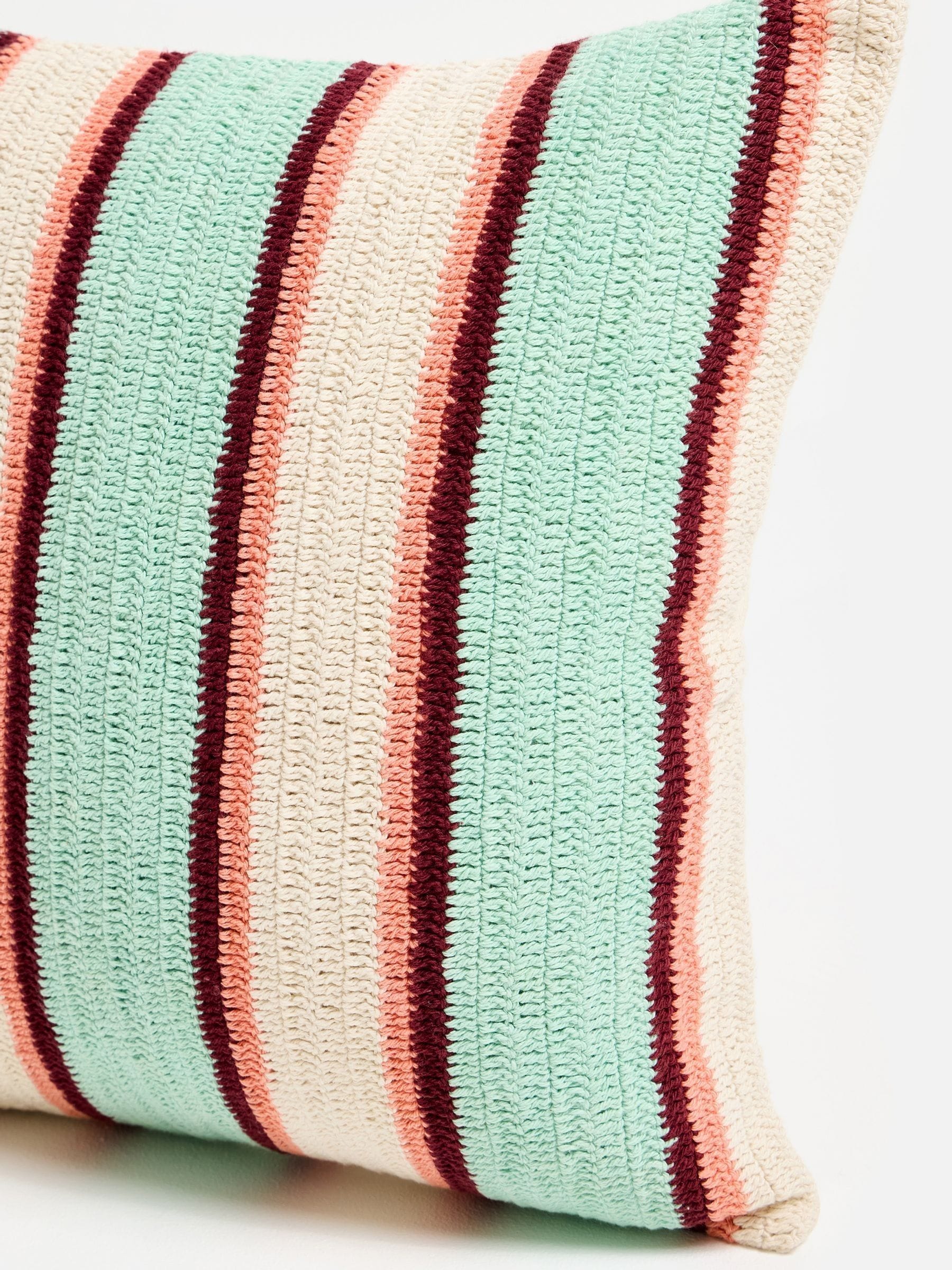 Oliver Bonas crochet striped cushion cover 45x45cm, UK version