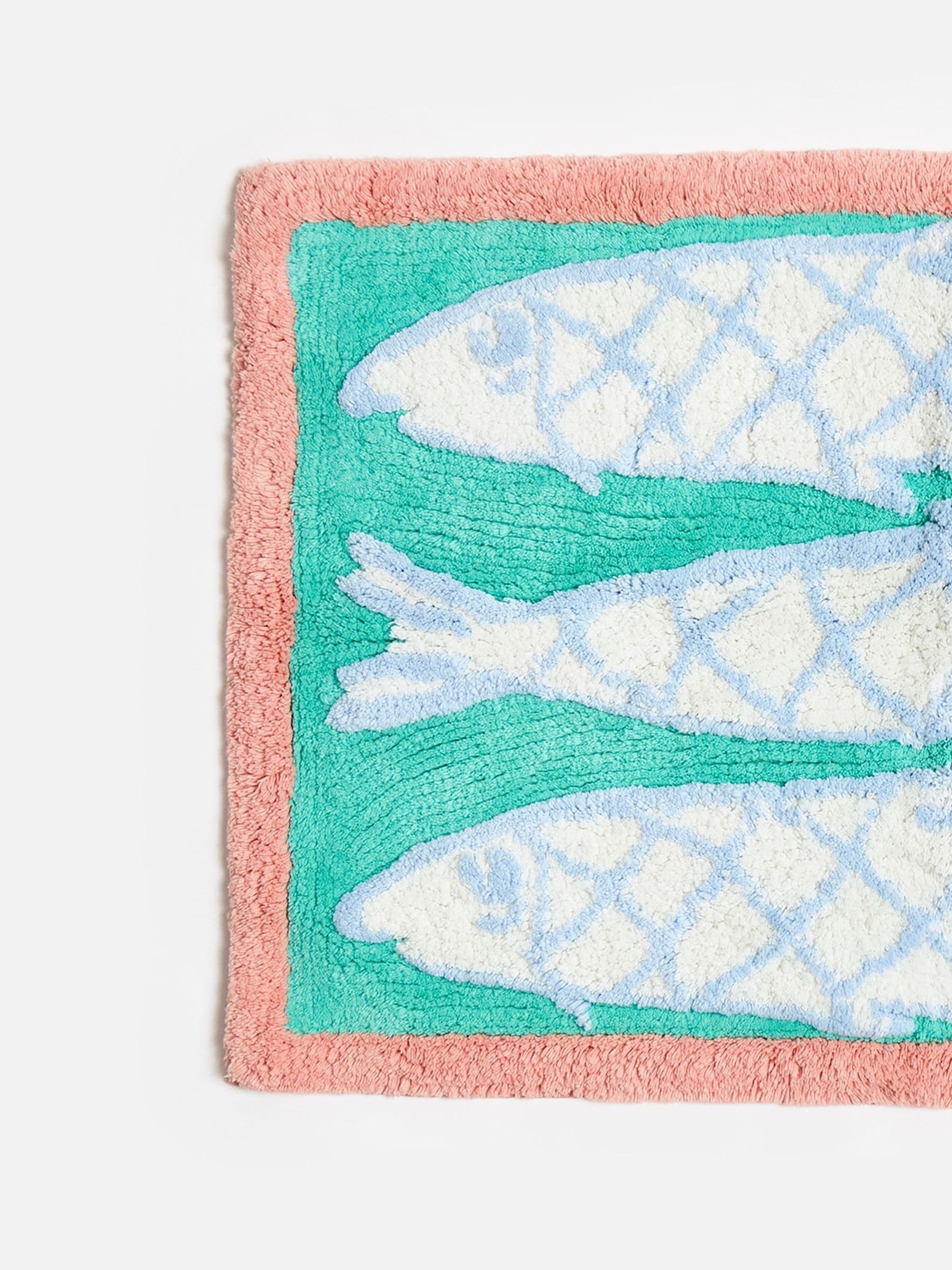 Oliver Bonas green sardine tufted rectangular bath mat (British brand)