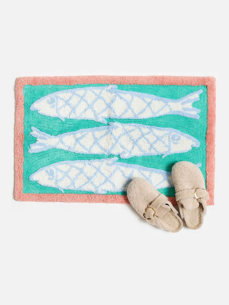 Oliver Bonas green sardine tufted rectangular bath mat (British brand)