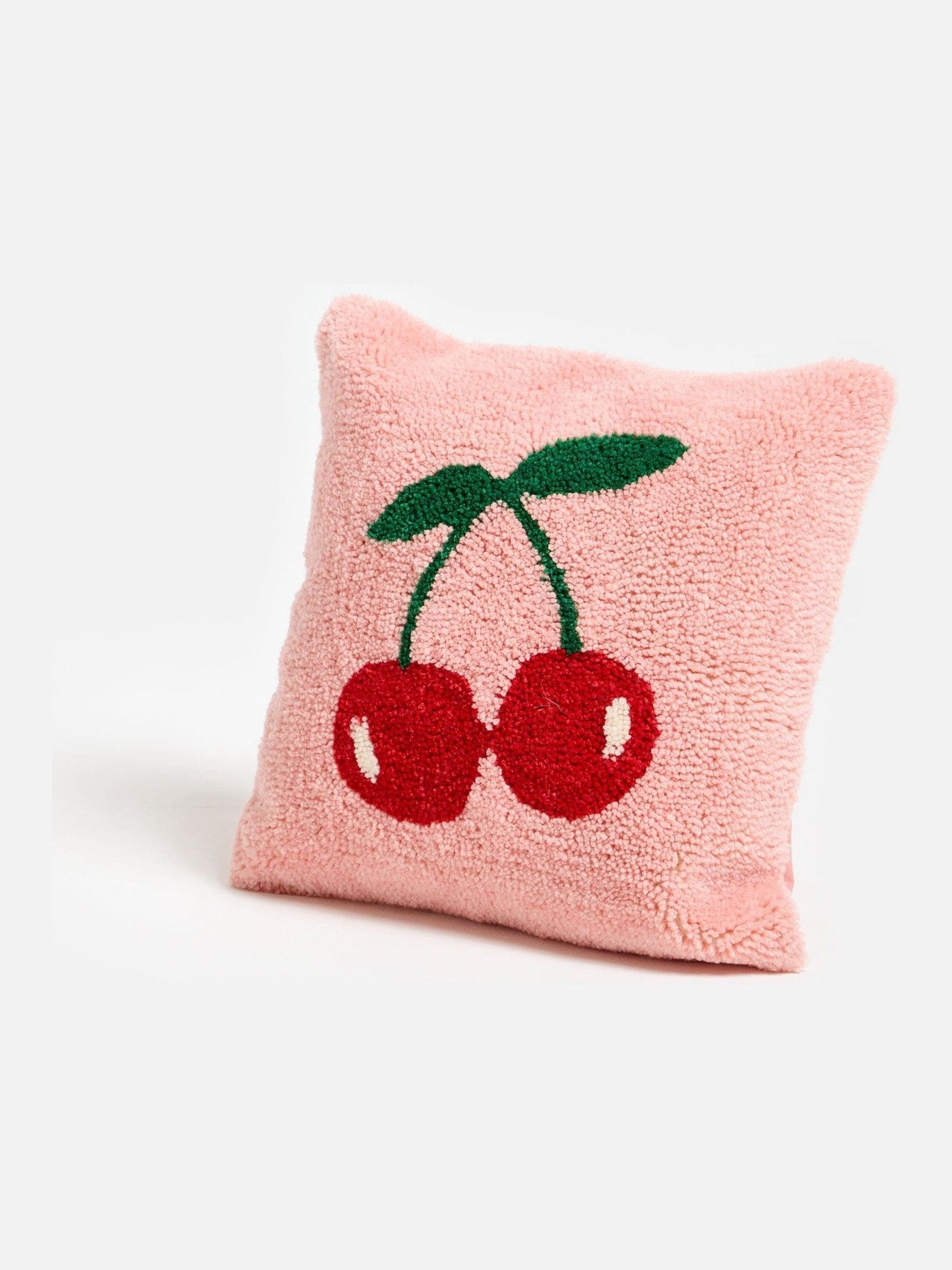 Oliver Bonas pink cherries tufted cushion cover 45x45cm - British product