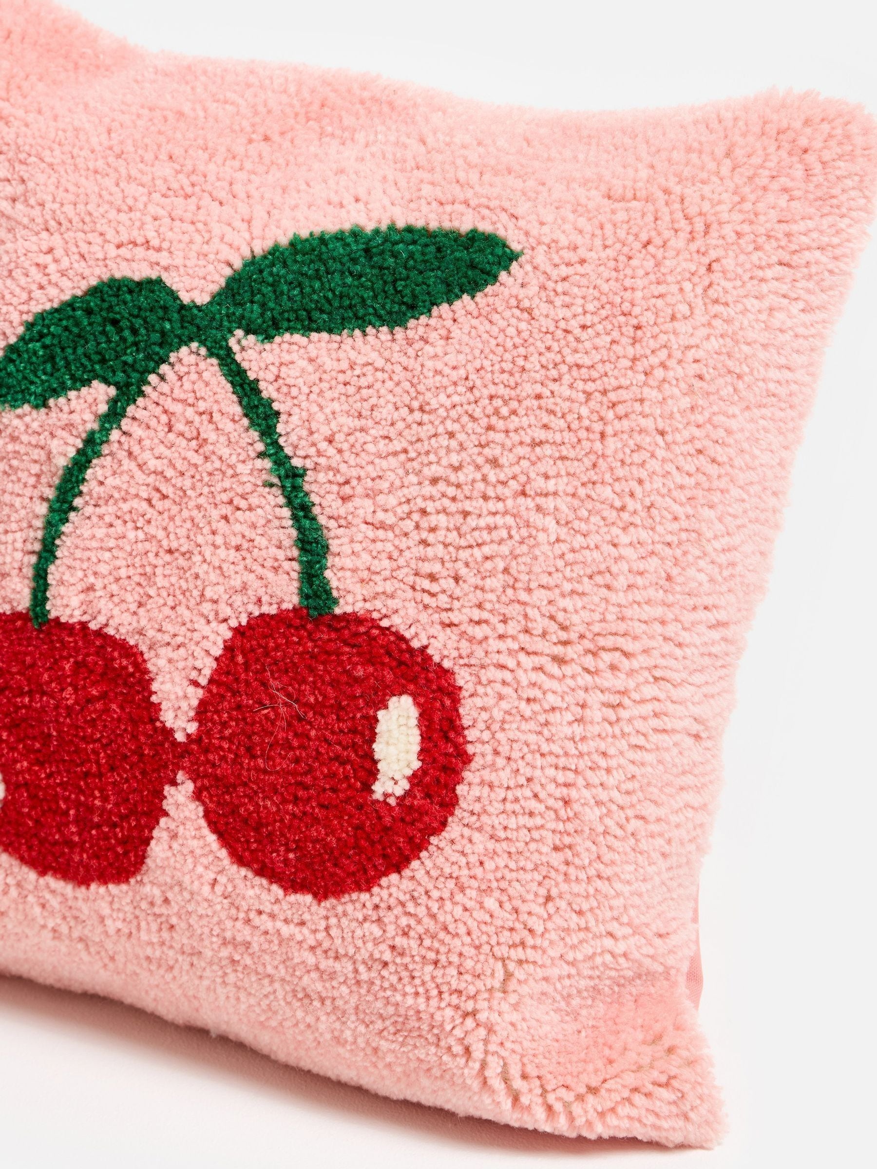 Oliver Bonas pink cherries tufted cushion cover 45x45cm - British product