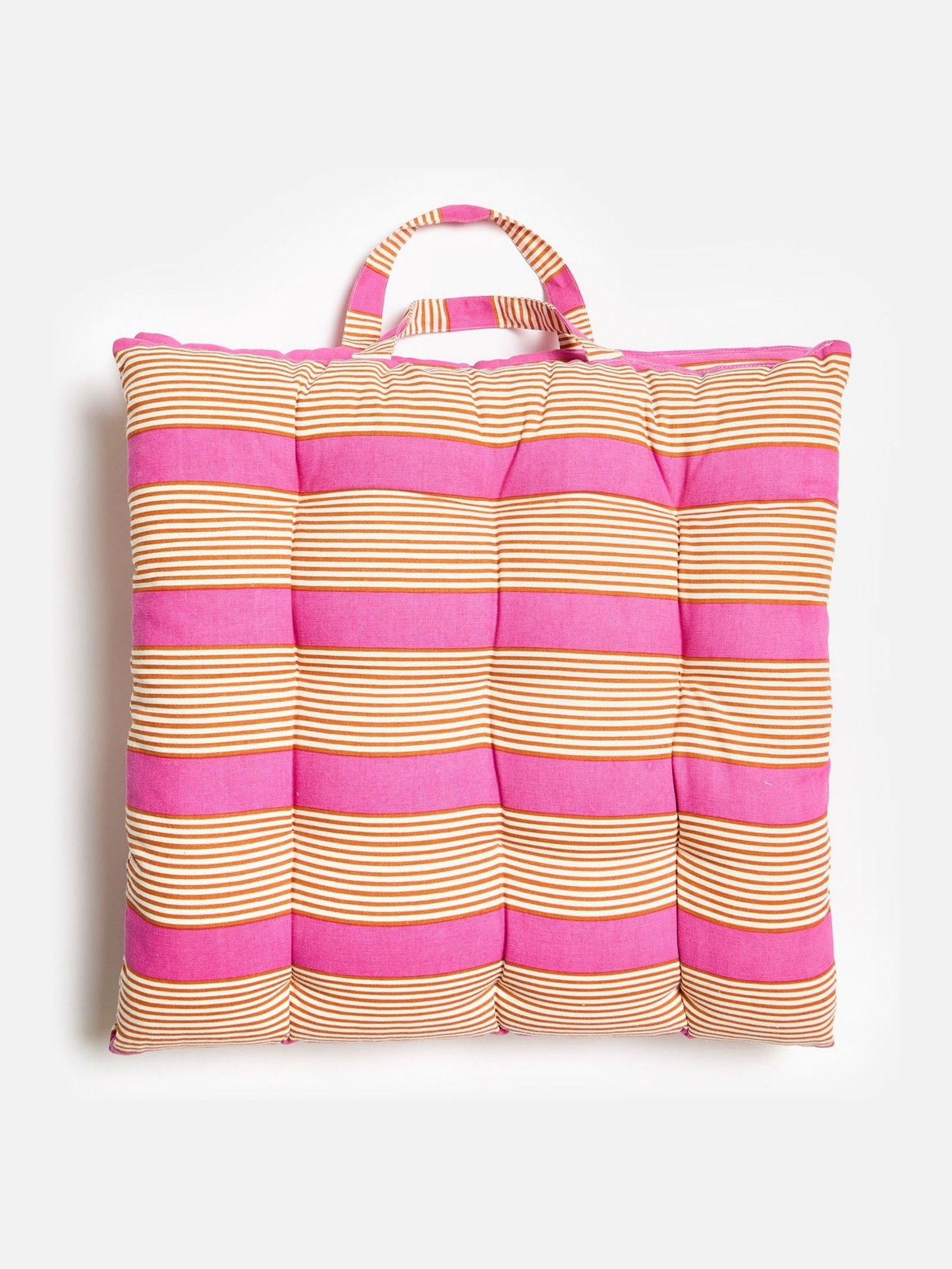 Oliver Bonas pink striped padded seat pad 50cm, UK version