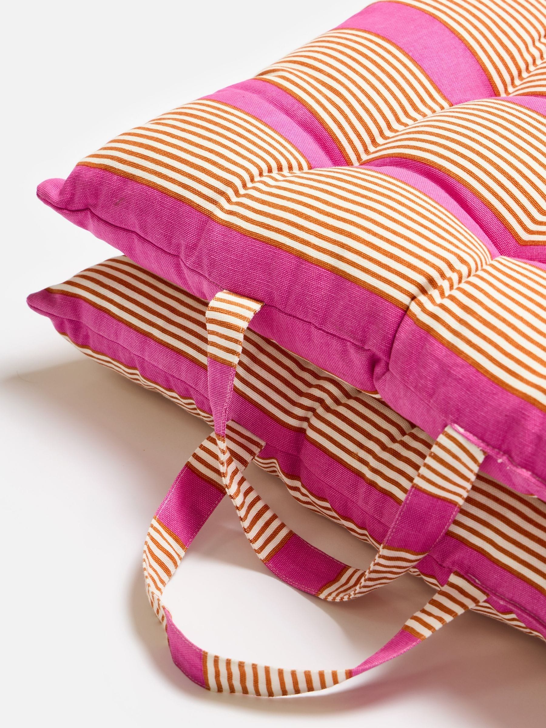 Oliver Bonas pink striped padded seat pad 50cm, UK version