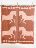 Oliver Bonas pink jacquard horse throw polyester, UK version
