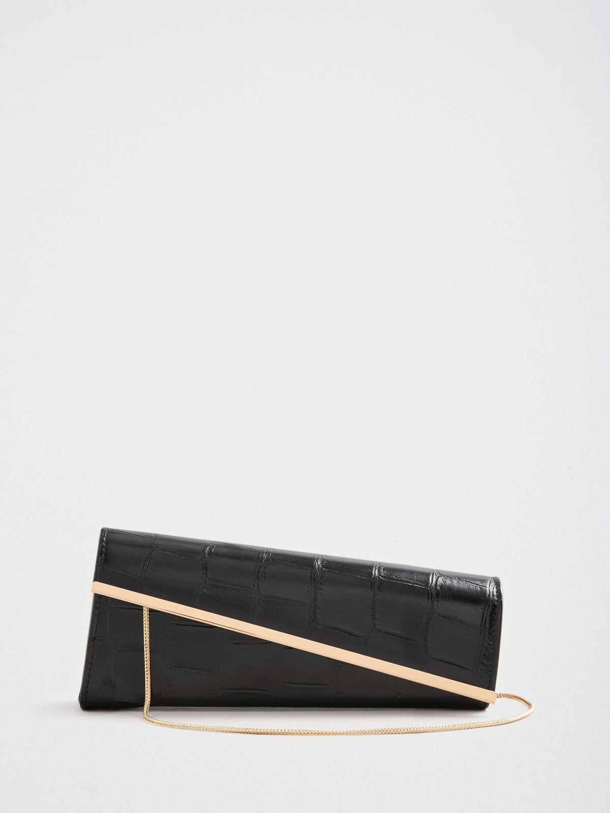 Lipsy Gold Glitter Asymetric Clutch Bag