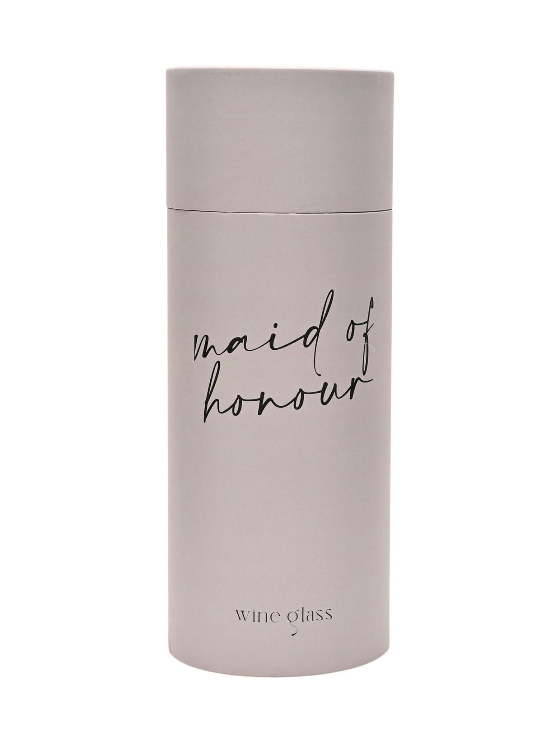 Widdop clear wine glass with black handwritten lettering - British product