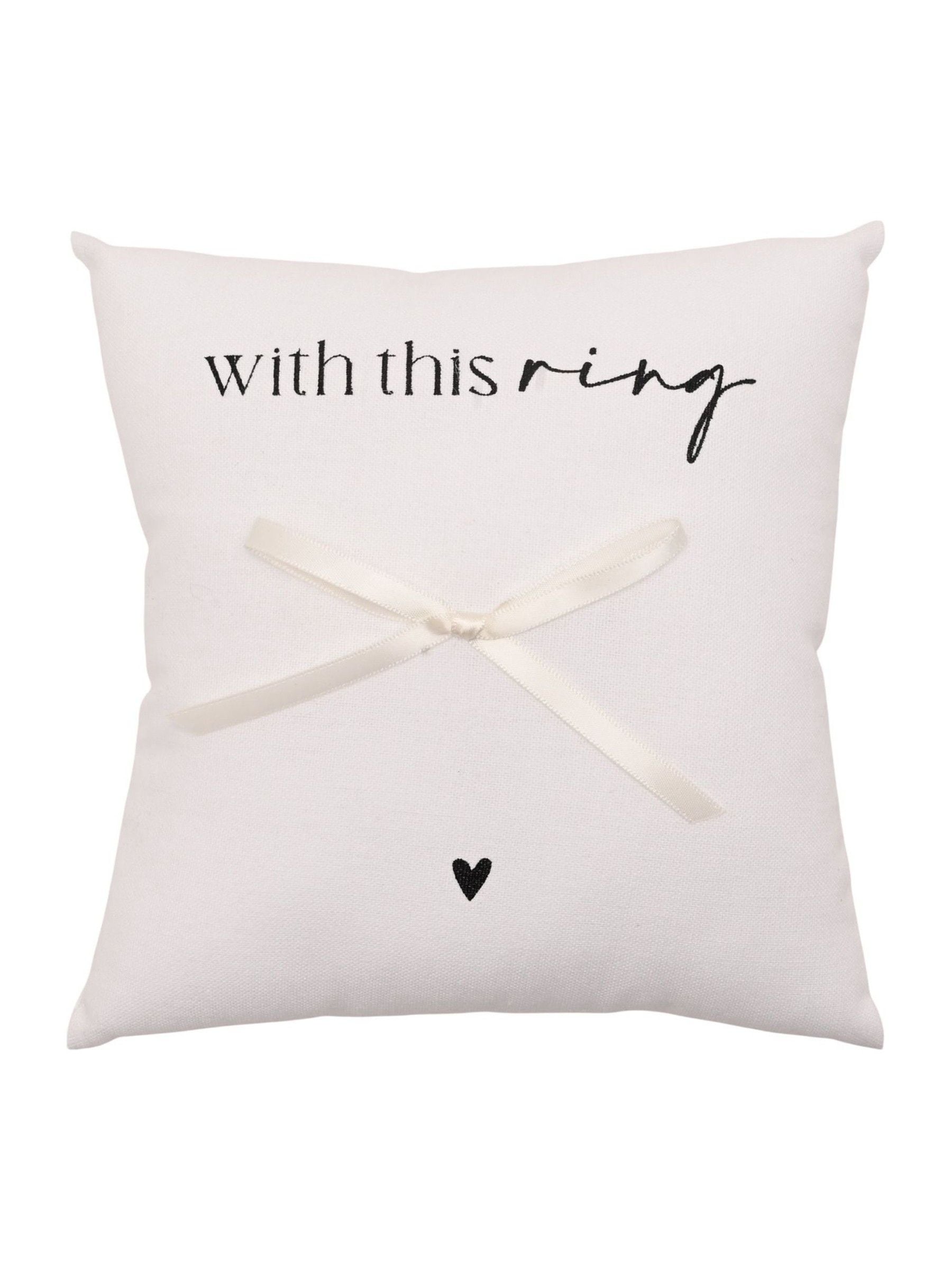 Widdop white ring cushion with satin bow 17.5cm - British product