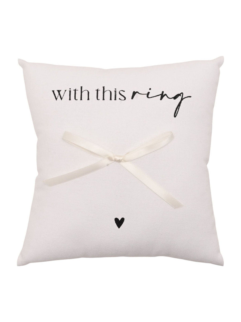 Widdop white ring cushion with satin bow 17.5cm - British product