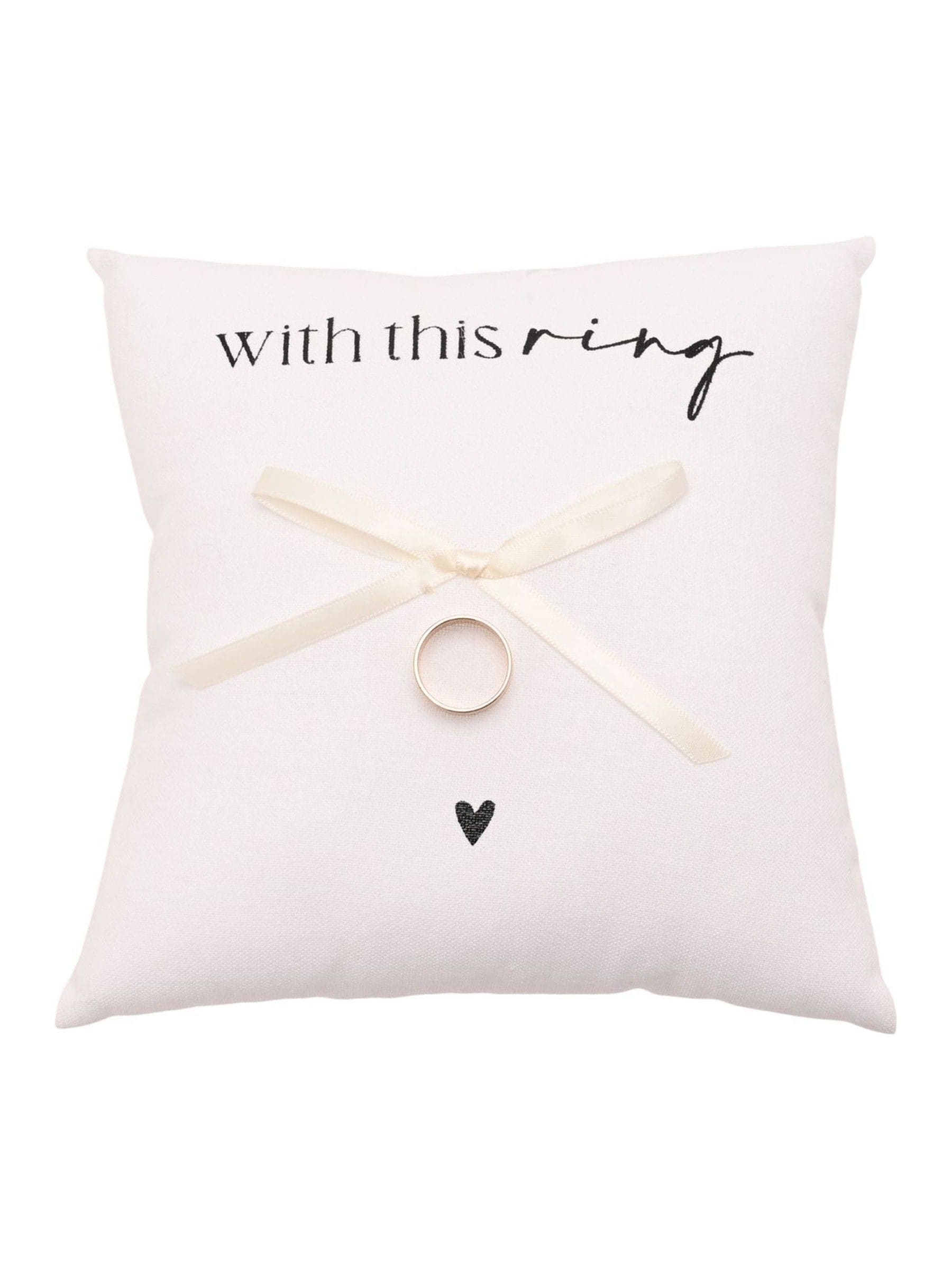Widdop white ring cushion with satin bow 17.5cm - British product
