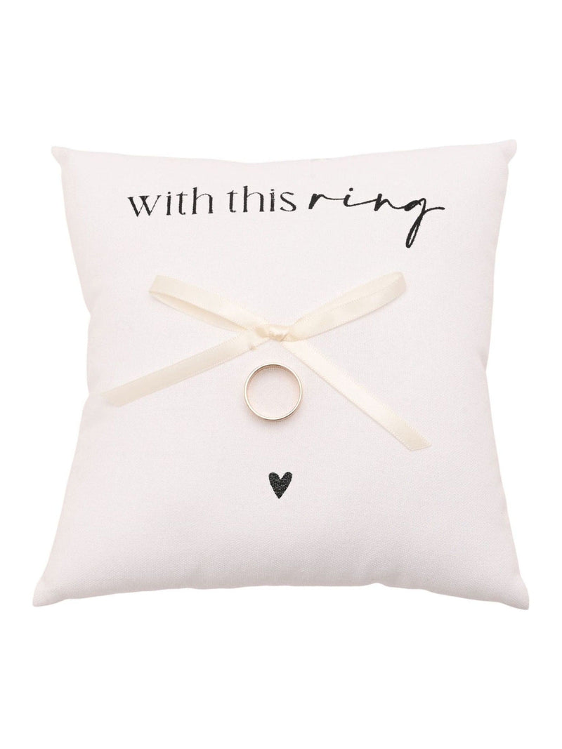 Widdop white ring cushion with satin bow 17.5cm - British product