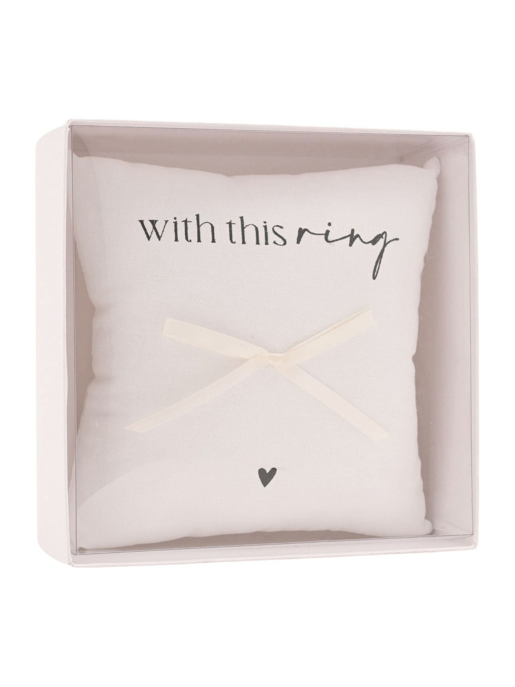 Widdop white ring cushion with satin bow 17.5cm - British product