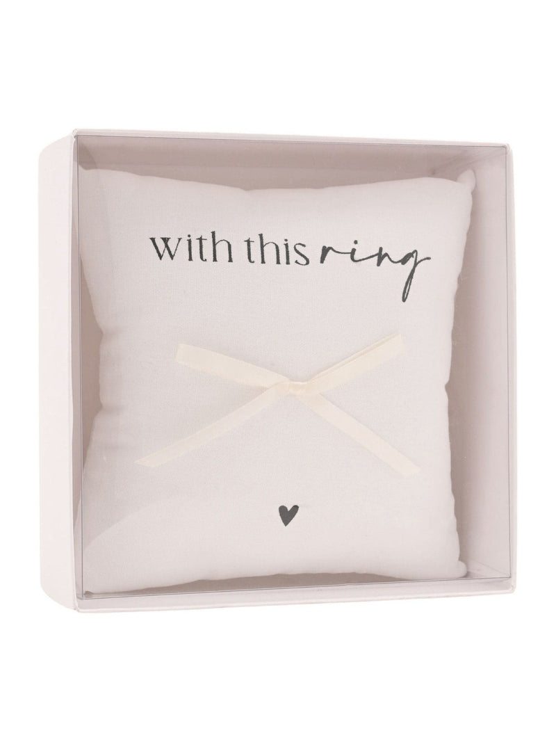 Widdop white ring cushion with satin bow 17.5cm - British product