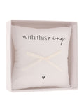 Widdop white ring cushion with satin bow 17.5cm - British product