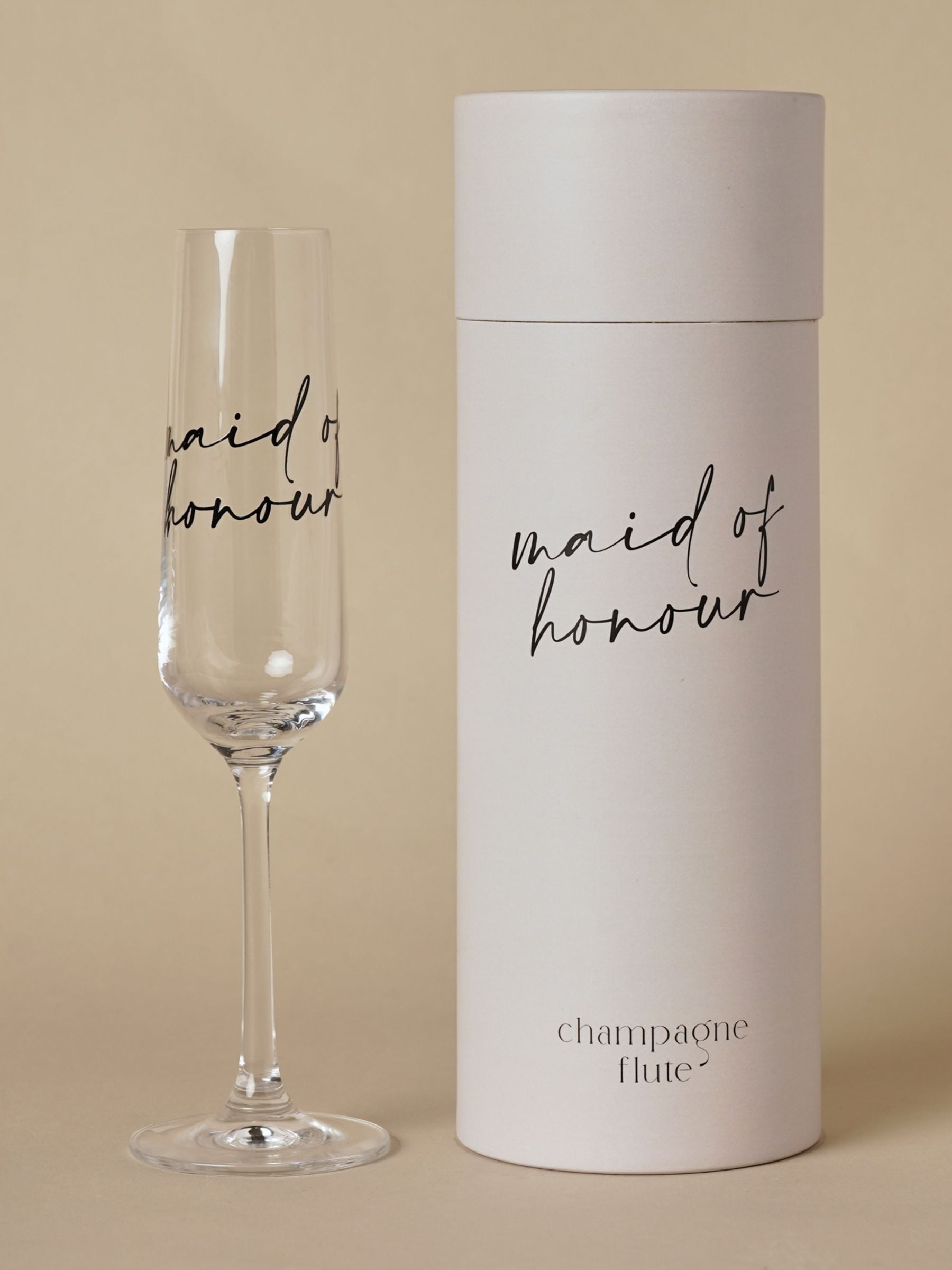 Widdop champagne flute maid of honour script black 25cm, UK version