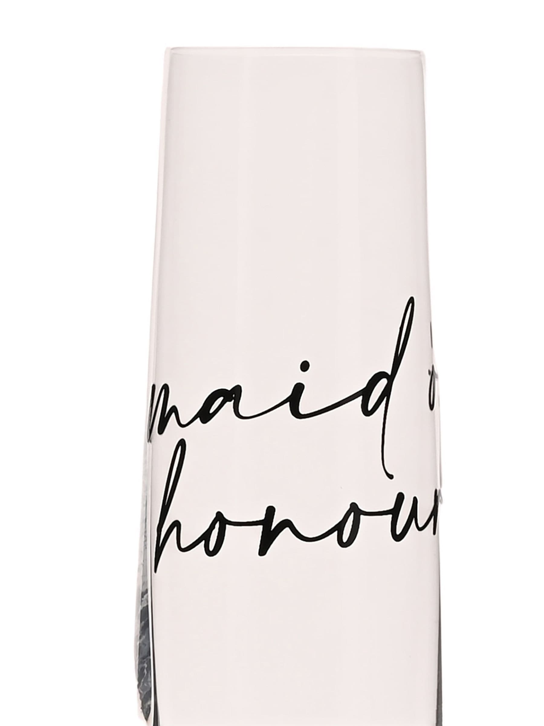 Widdop champagne flute maid of honour script black 25cm, UK version