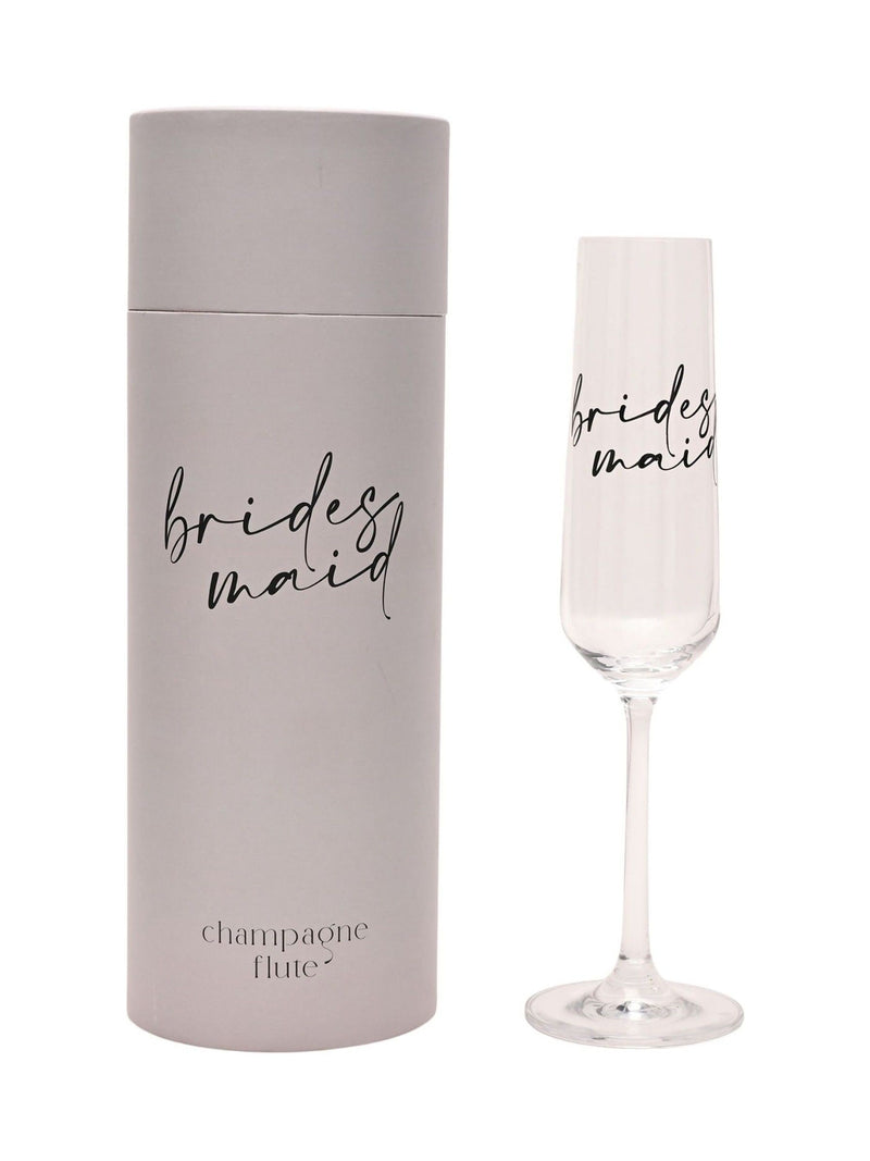 Widdop champagne flute bridesmaid black words 25cm (British brand)