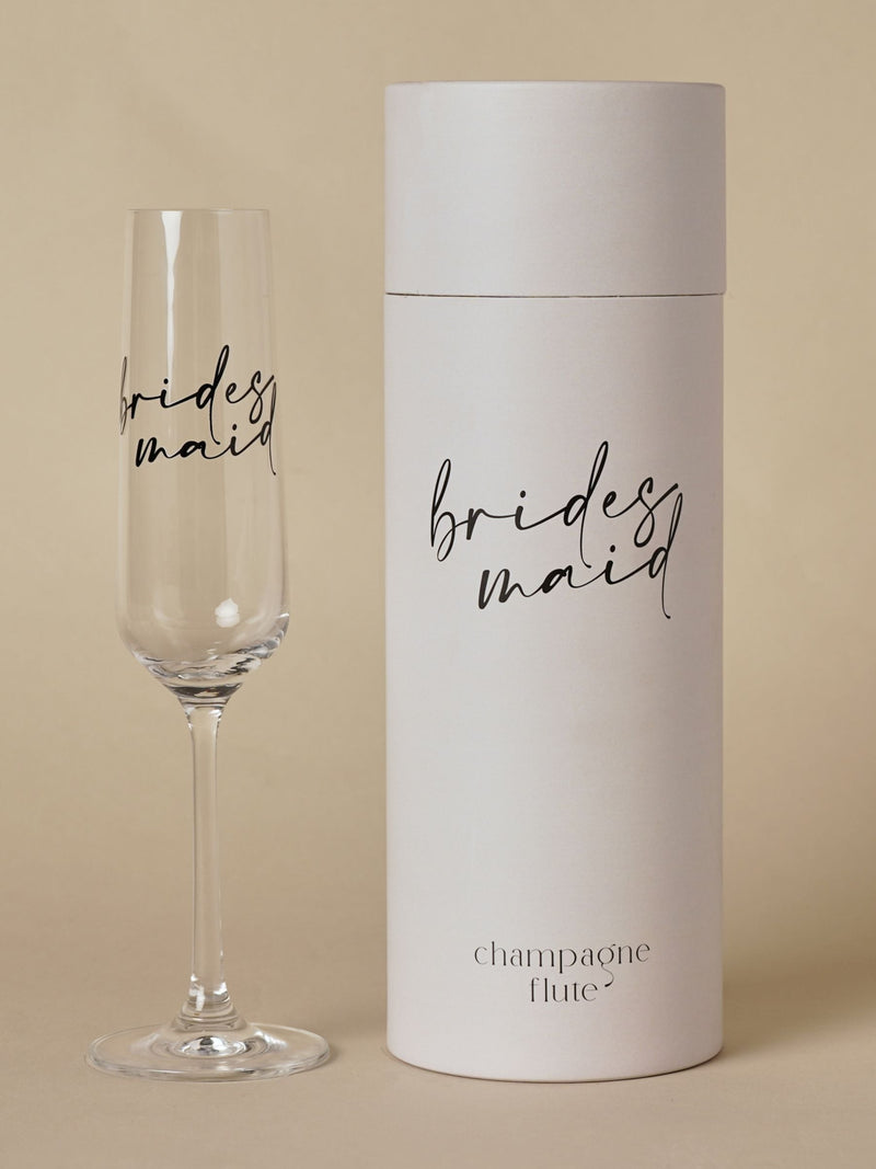 Widdop champagne flute bridesmaid black words 25cm (British brand)