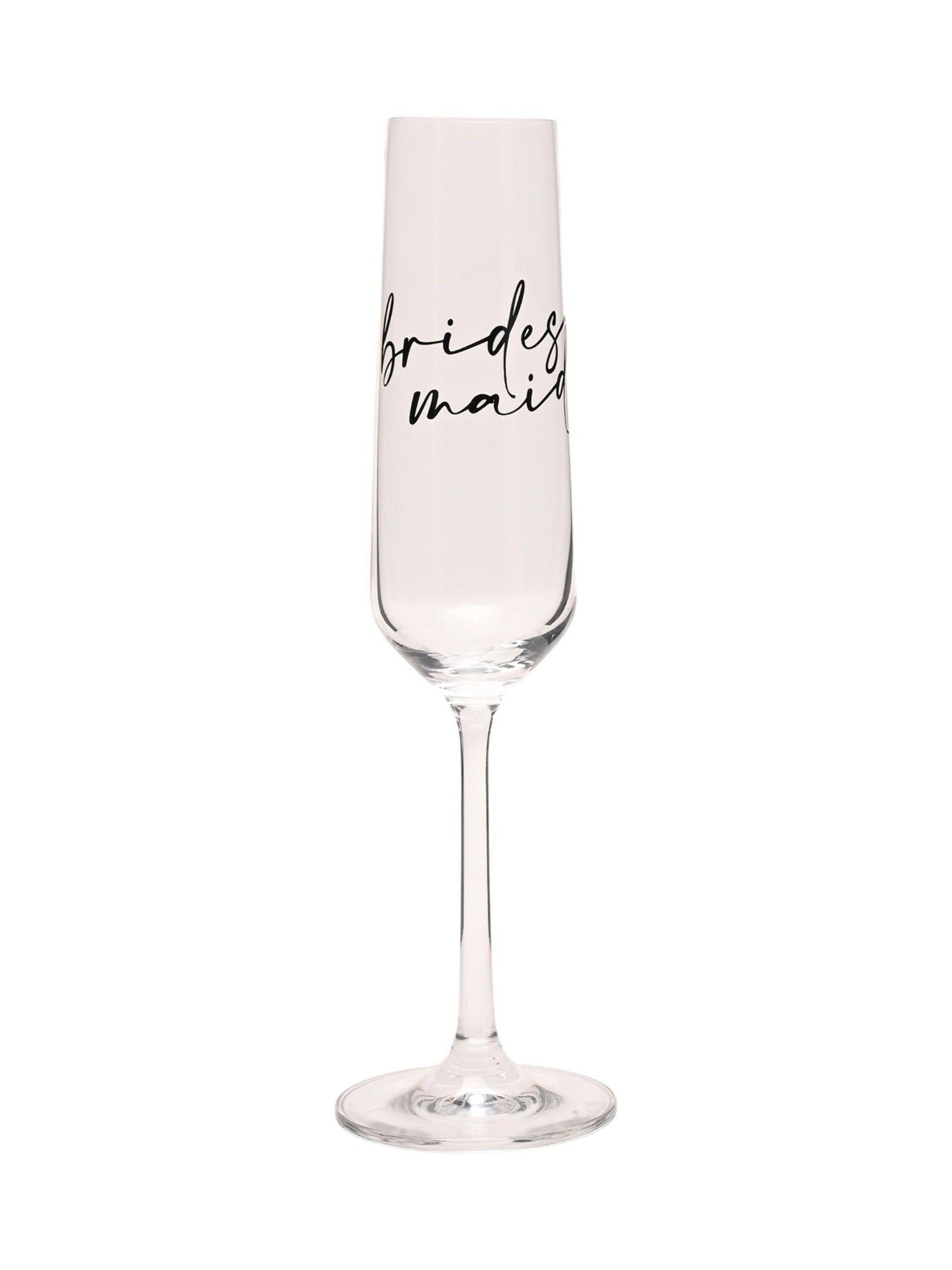 Widdop champagne flute bridesmaid black words 25cm (British brand)