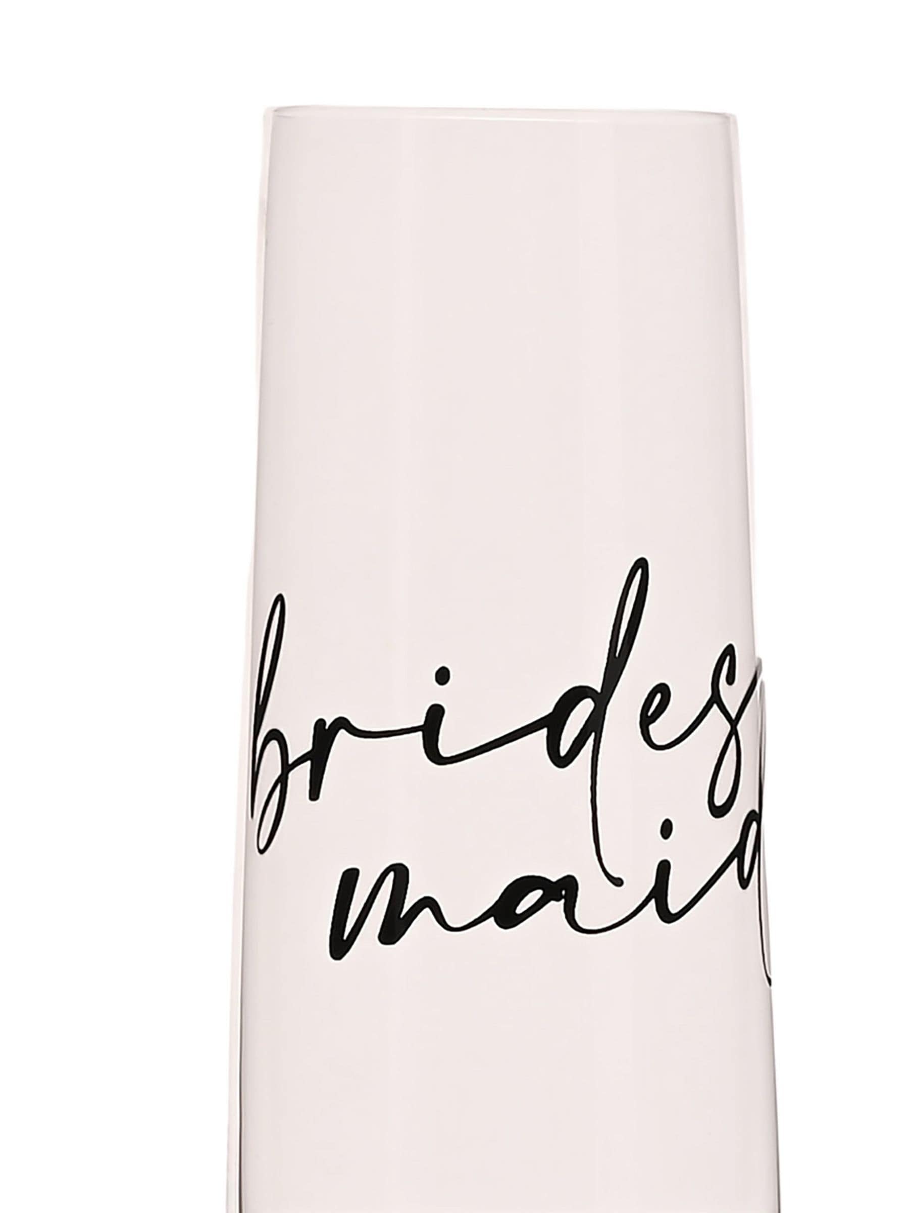 Widdop champagne flute bridesmaid black words 25cm (British brand)
