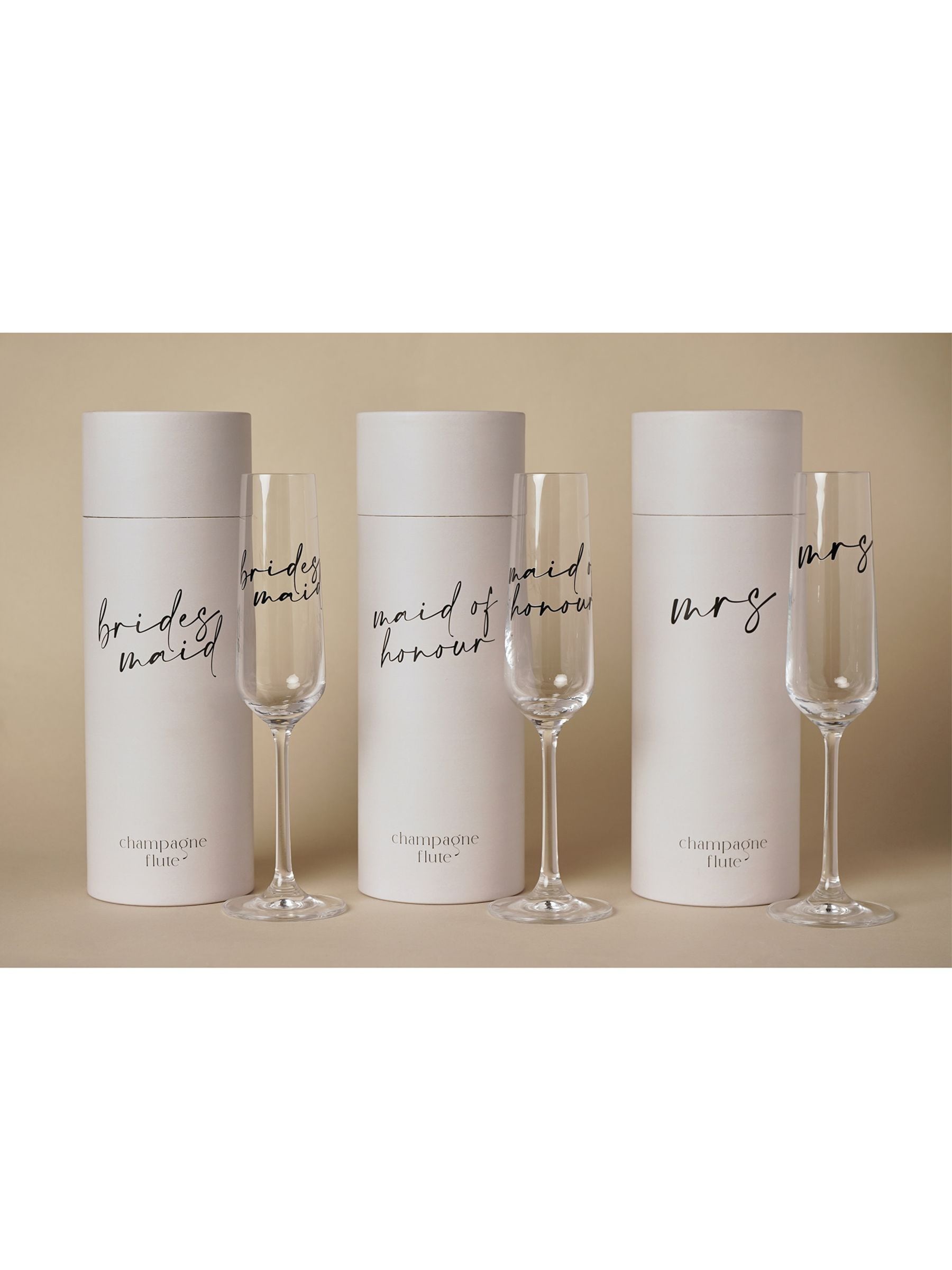 Widdop champagne flute bridesmaid black words 25cm (British brand)