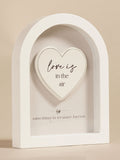 Widdop white arch plaque 18cm Love Is In The Air, imported from the UK