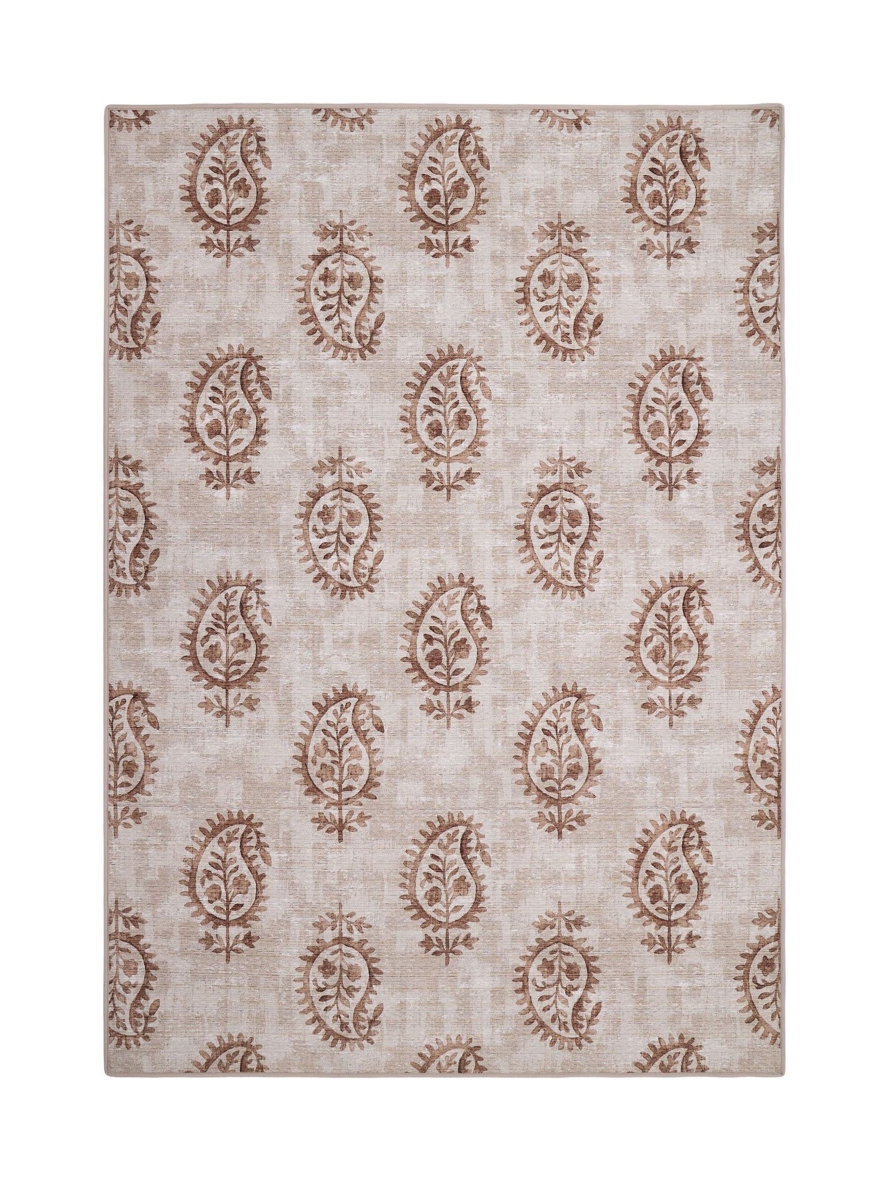 Hug Rug rust woodblock paisley rug, UK version