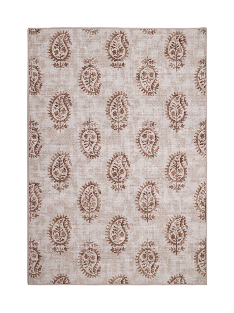 Hug Rug rust woodblock paisley rug, UK version
