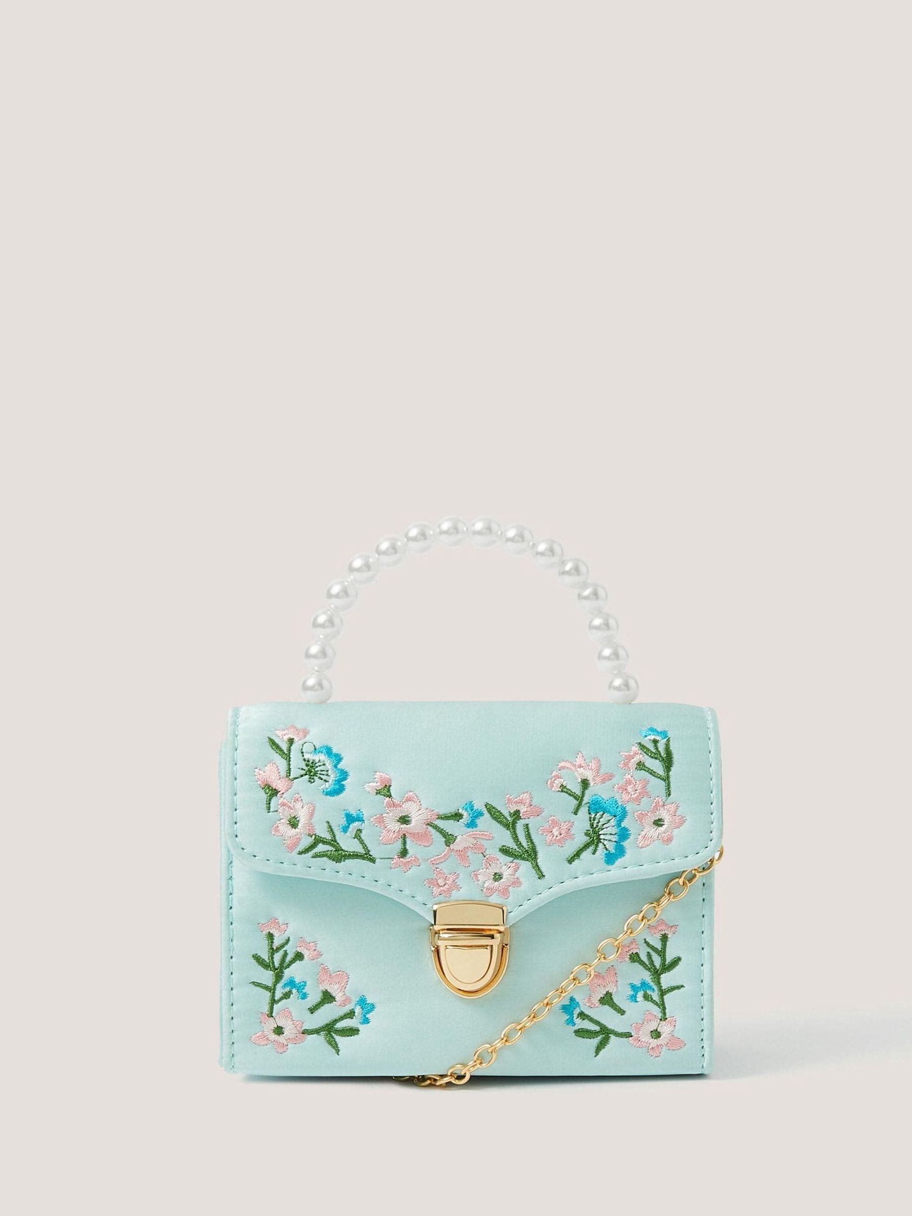 Monsoon blue floral embroidered bag - British product