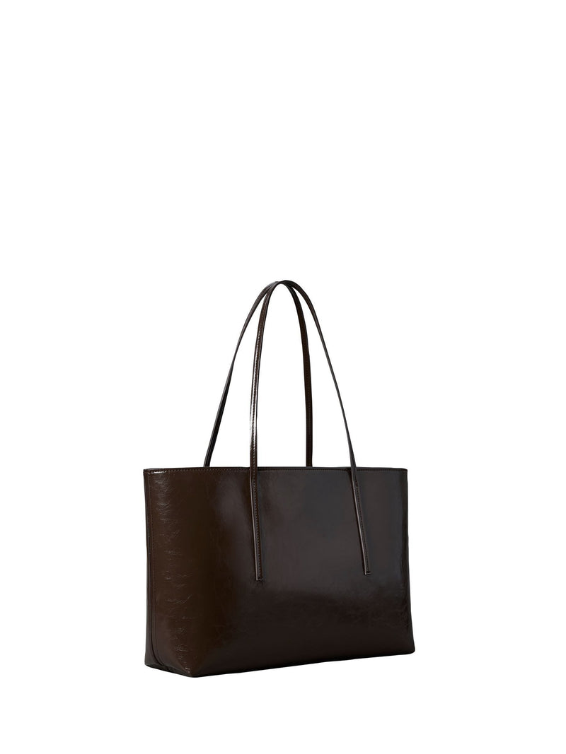Calvin Klein brown glossy foil logo tote bag, imported from the UK