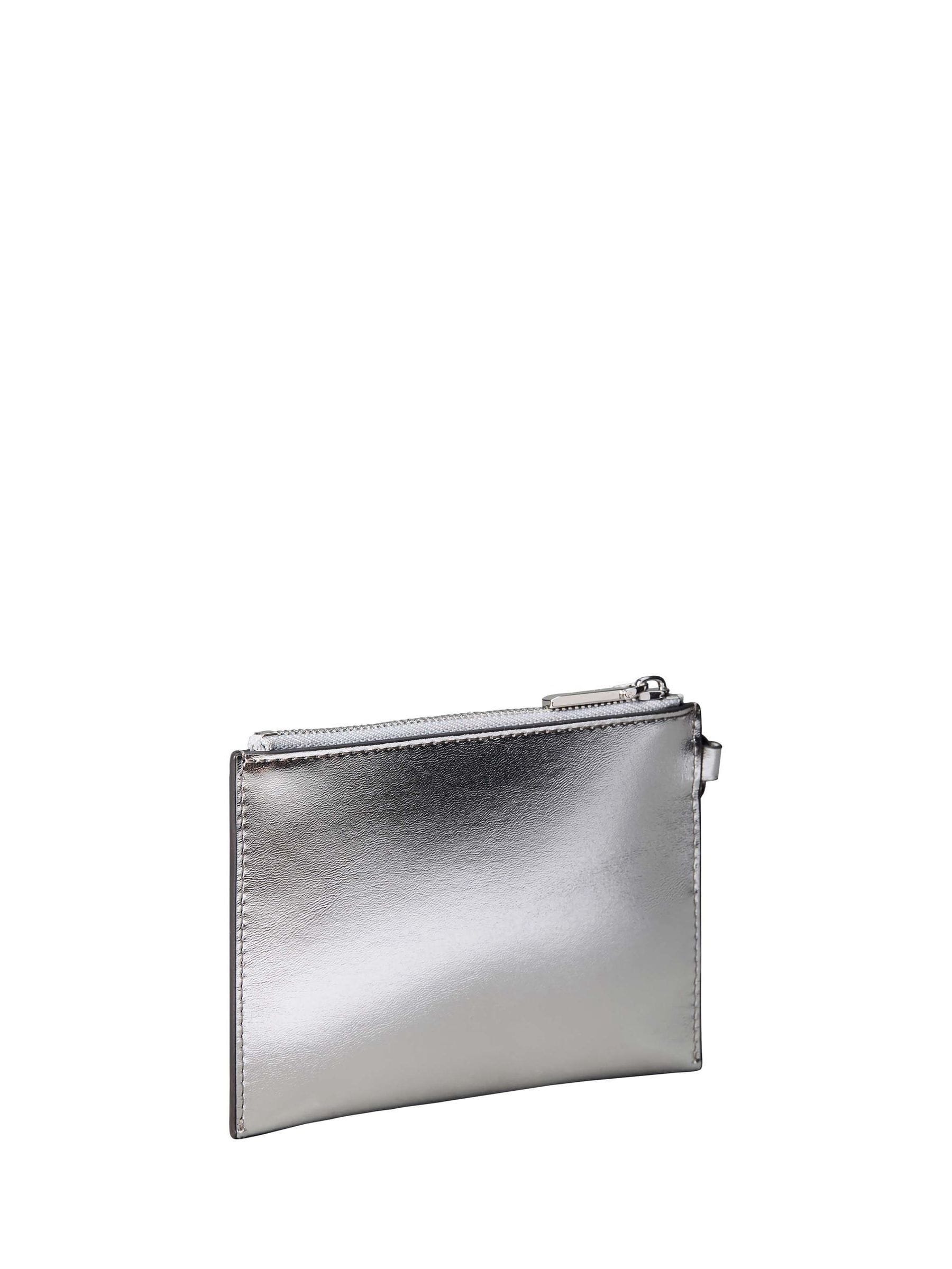 Calvin Klein bag charm silver metallic zip pouch - British product