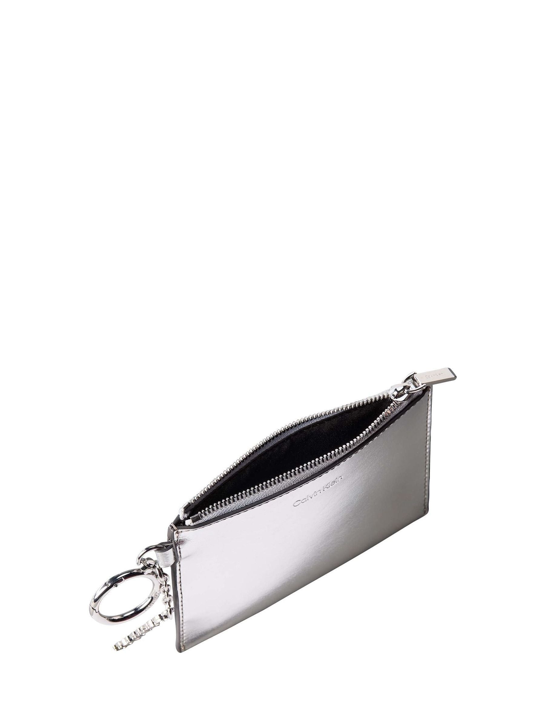 Calvin Klein bag charm silver metallic zip pouch - British product