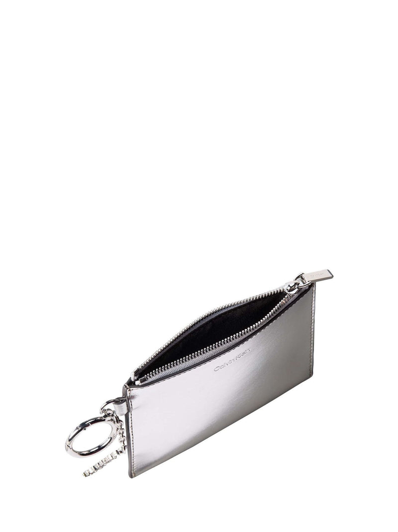 Calvin Klein bag charm silver metallic zip pouch - British product