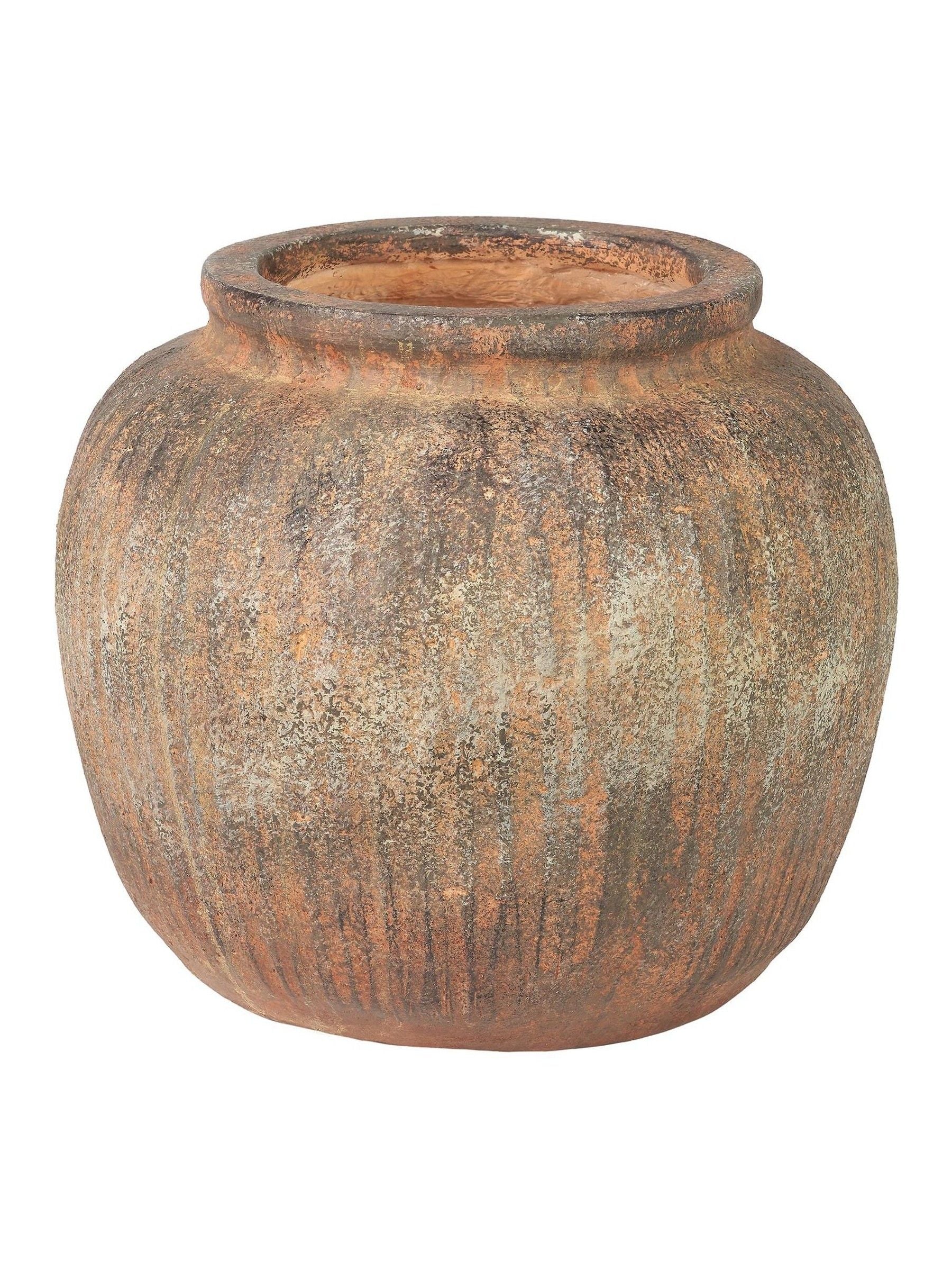 Pacific brown fibrestone decorative vase vertical ribbed 24cm (British brand)