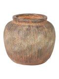 Pacific brown fibrestone decorative vase vertical ribbed 24cm (British brand)