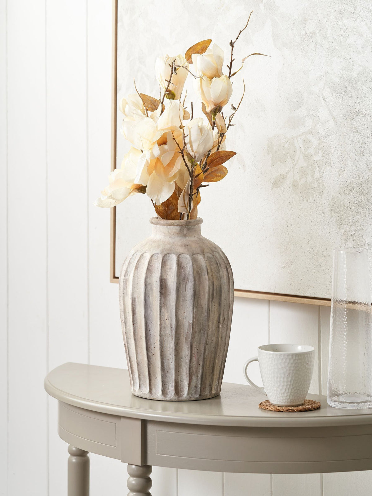 Pacific Natural Ambrosia grooved stoneware vase, UK version