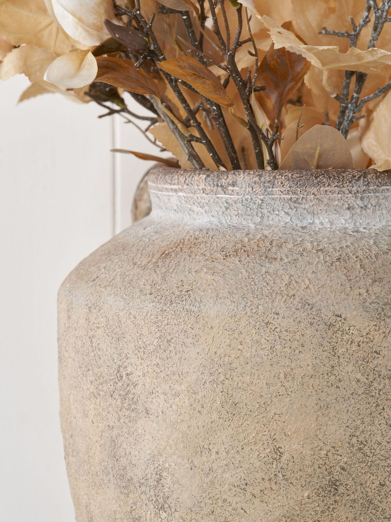 Pacific textured fibrestone decorative vase with handles 41cm (British brand)