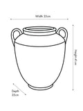 Pacific textured fibrestone decorative vase with handles 41cm (British brand)