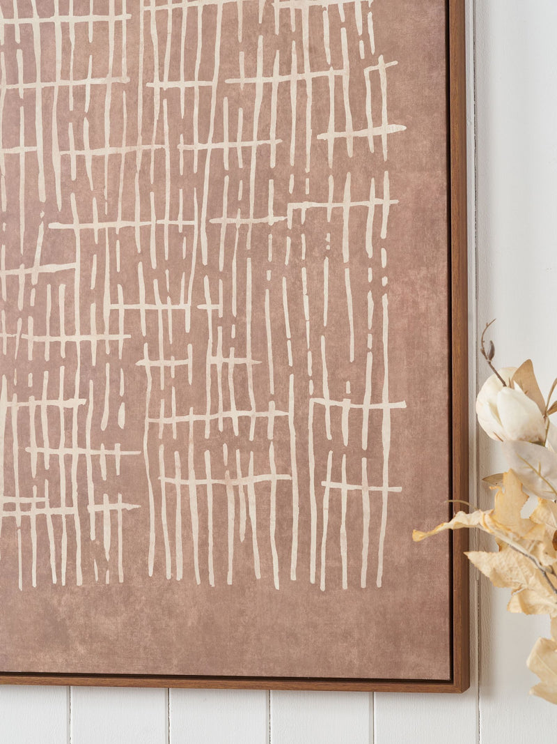 Pacific Brown linear design canvas wall art 90cm x 60cm, UK version
