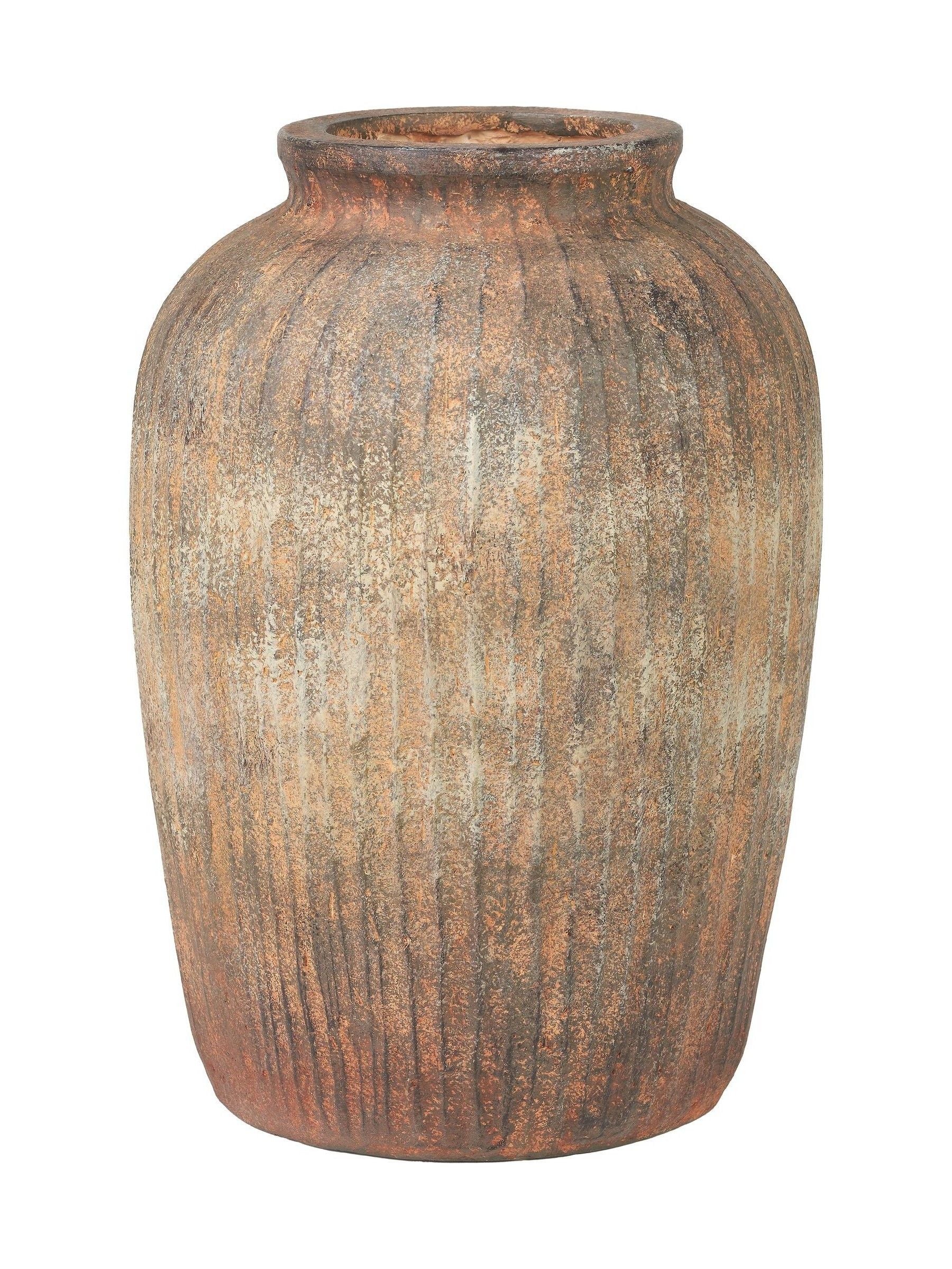 Pacific Brown Fibrestone vertical ribbed decorative vase 37cm (British brand)