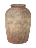 Pacific Brown Fibrestone vertical ribbed decorative vase 37cm (British brand)